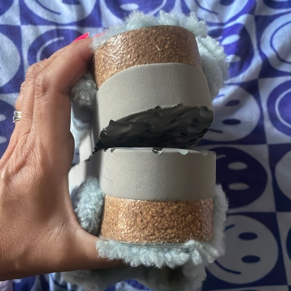 Birkenstock Free People Papillio Sandals Womens US 7 Sherpa Big Buckle Blue - Picture 12 of 13